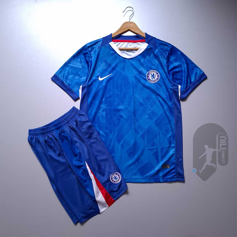 لباس اول چلسی ( ورژن هوادار -  فصل 2025/2026) به همراه شورت ورزشی