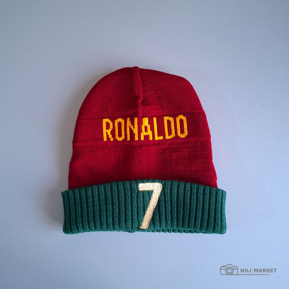 کلاه زمستانی بافت بچگانه رونالدو CR7 طرح پرتغال