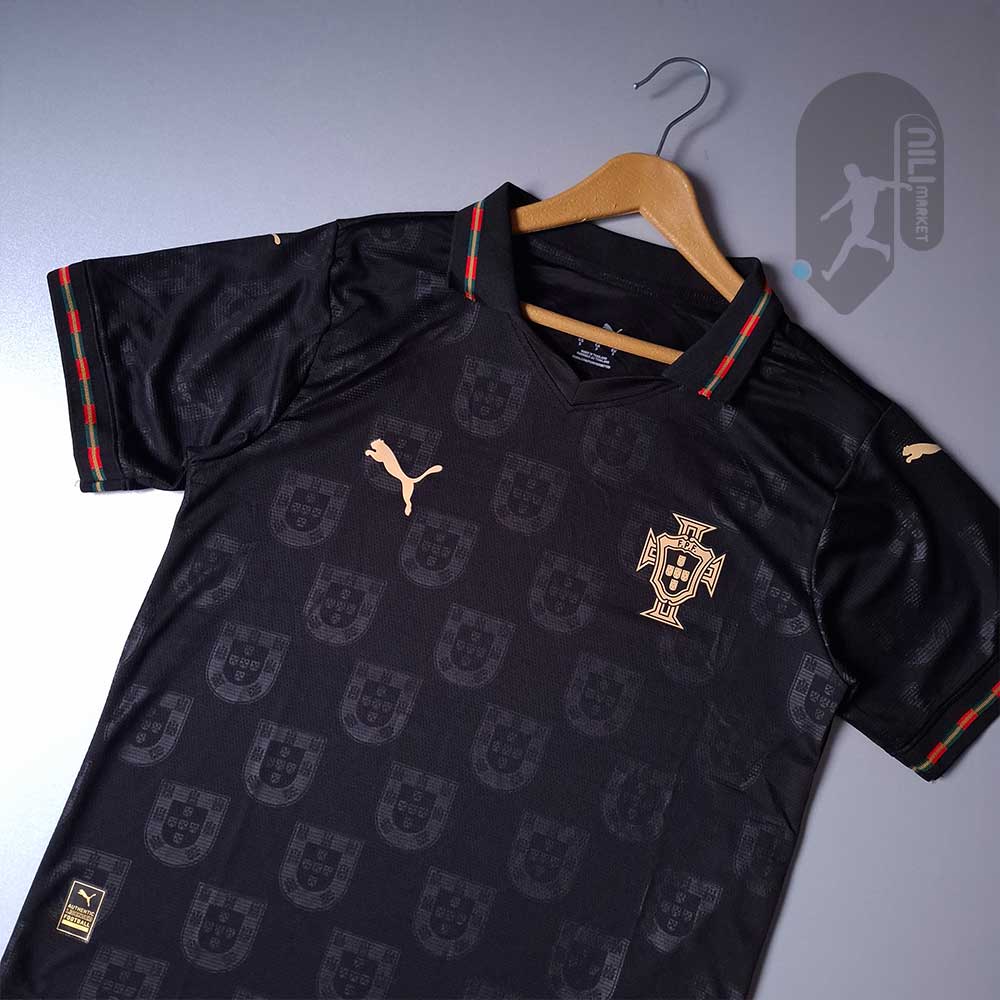 لباس پرتغال طرح ویژه مشکی ( ورژن پلیر - سال 2025) همراه با شورت ورزشی