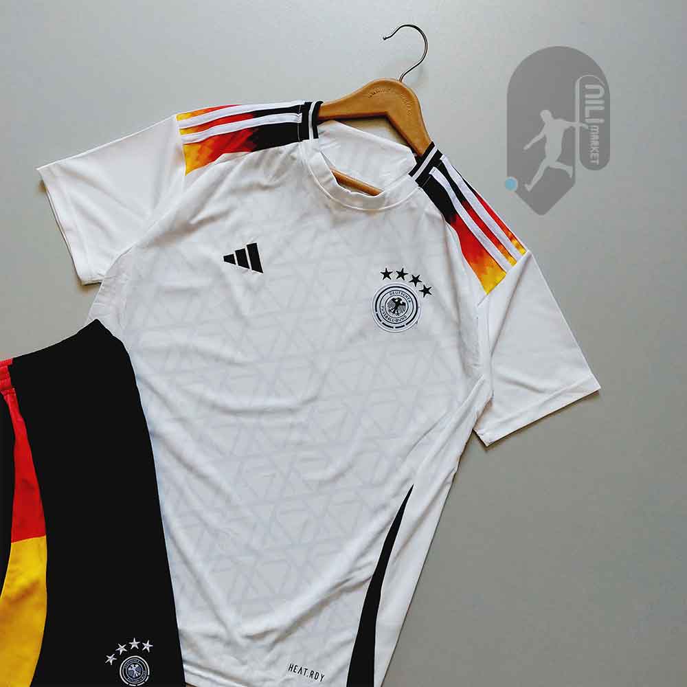 لباس اول آلمان (ورژن هوادار - طرح یورو 2024) به همراه شورت ورزشی