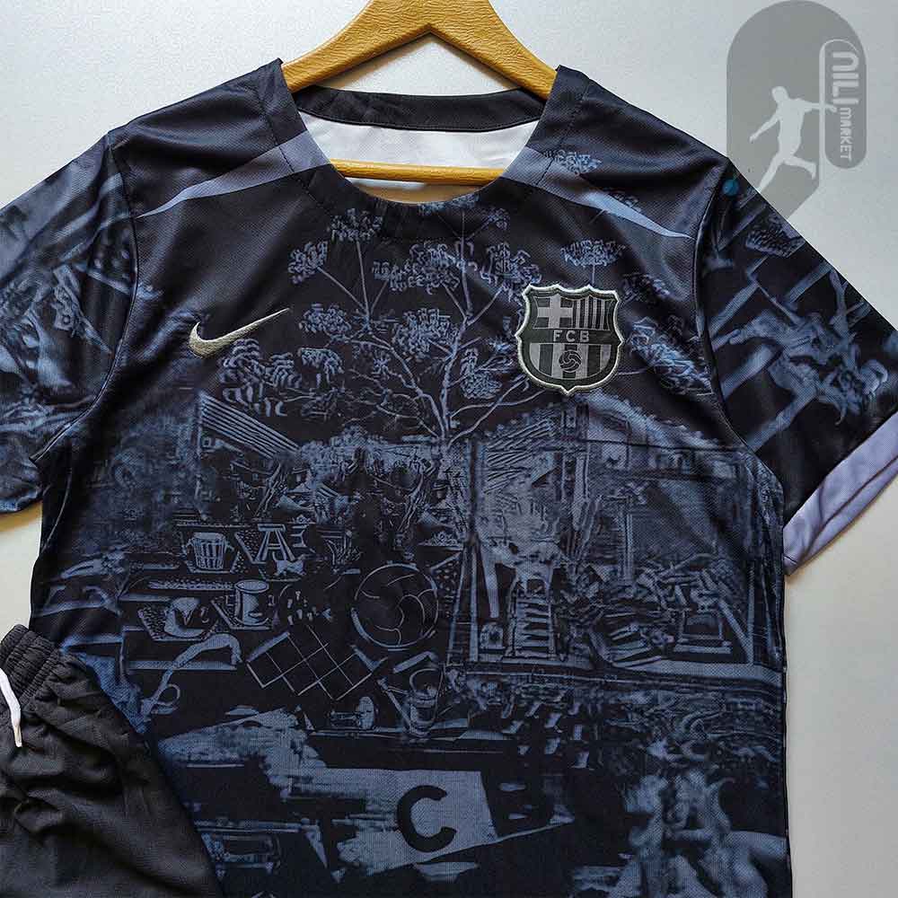 لباس کانسپت بارسلونا ( ورژن هوادار ) همراه با شورت ورزشی