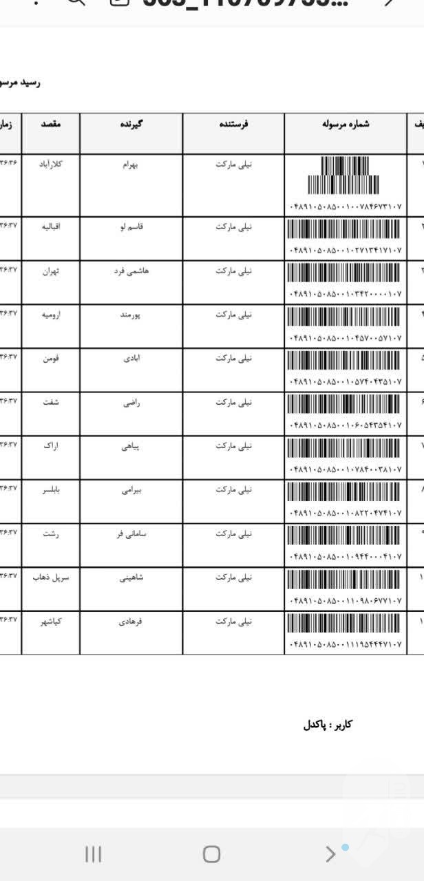 مرسولات 23 خرداد