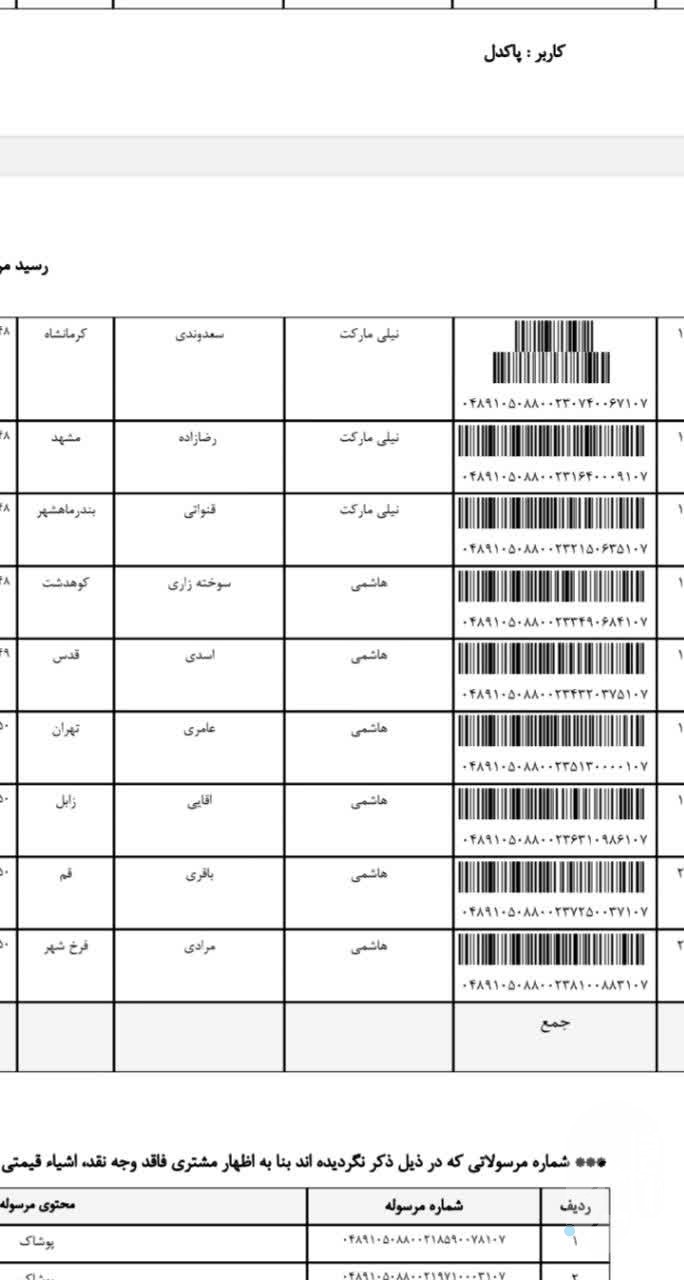 مرسولات 26 خرداد