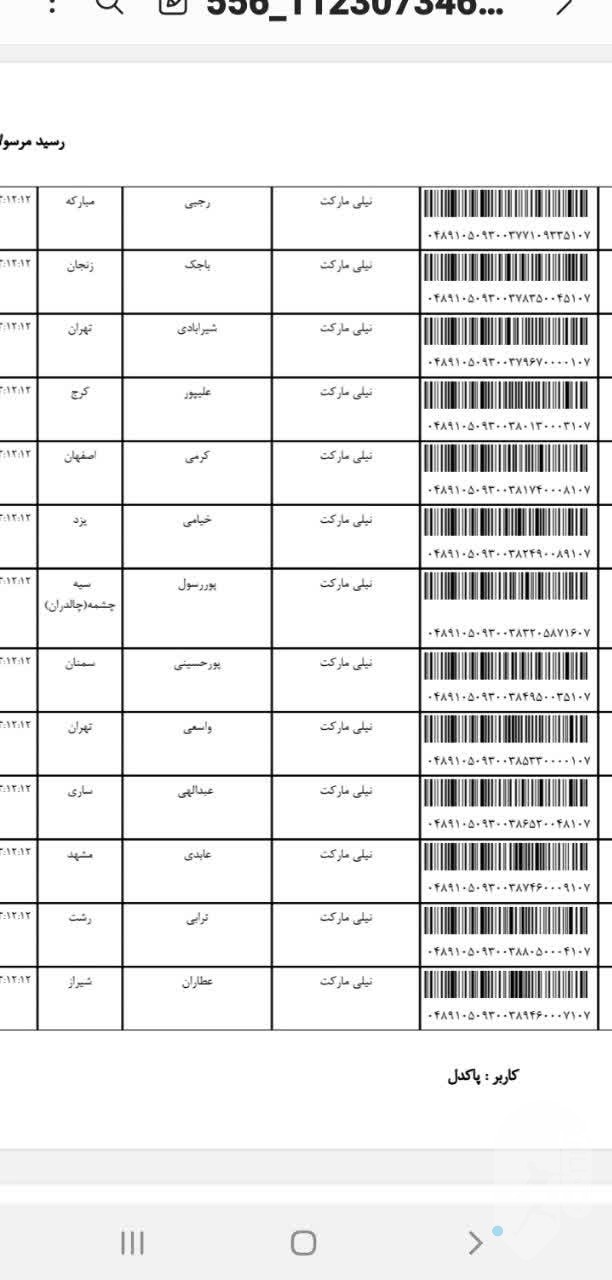 مرسولات 31 خرداد